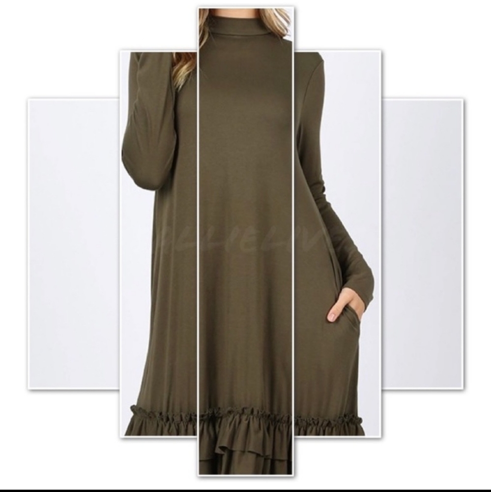 Women's Elaine Ruffled Mock Neck Work Dress - Picture 3 of 4